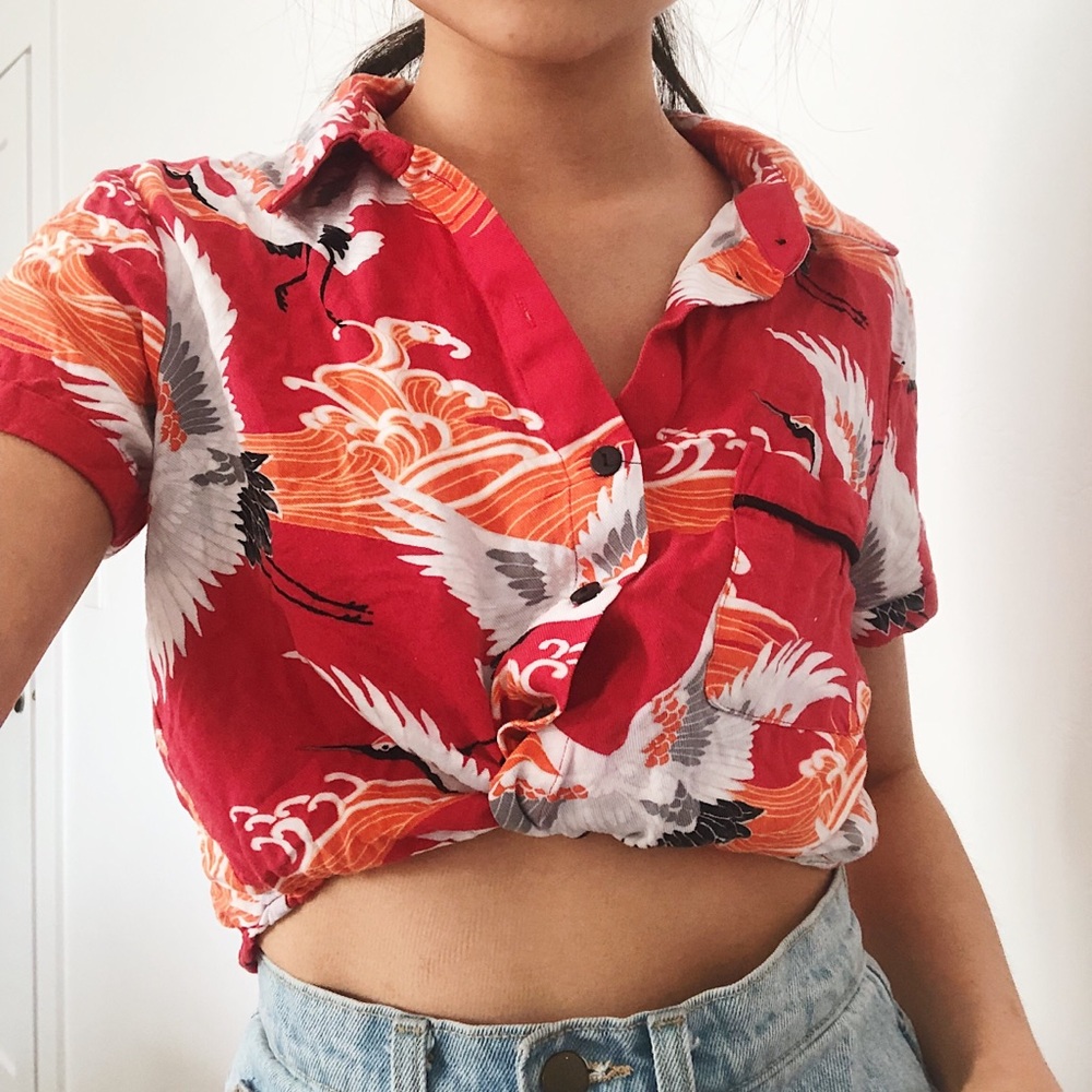 Vintage red crane top